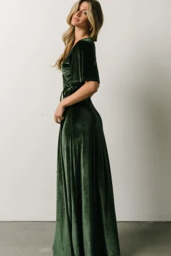 Baltic Born Meghan Velvet Wrap Maxi Dress | Deep Green
