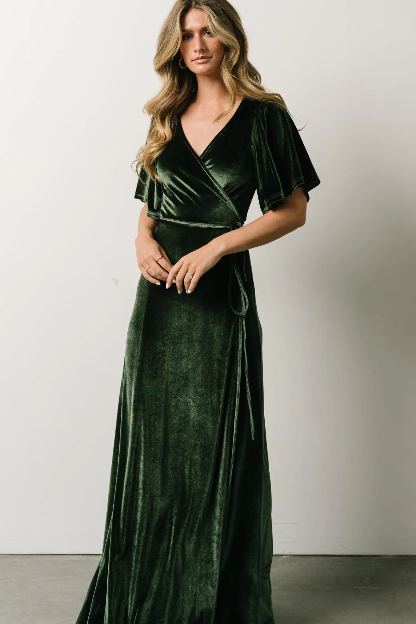Baltic Born Meghan Velvet Wrap Maxi Dress | Deep Green