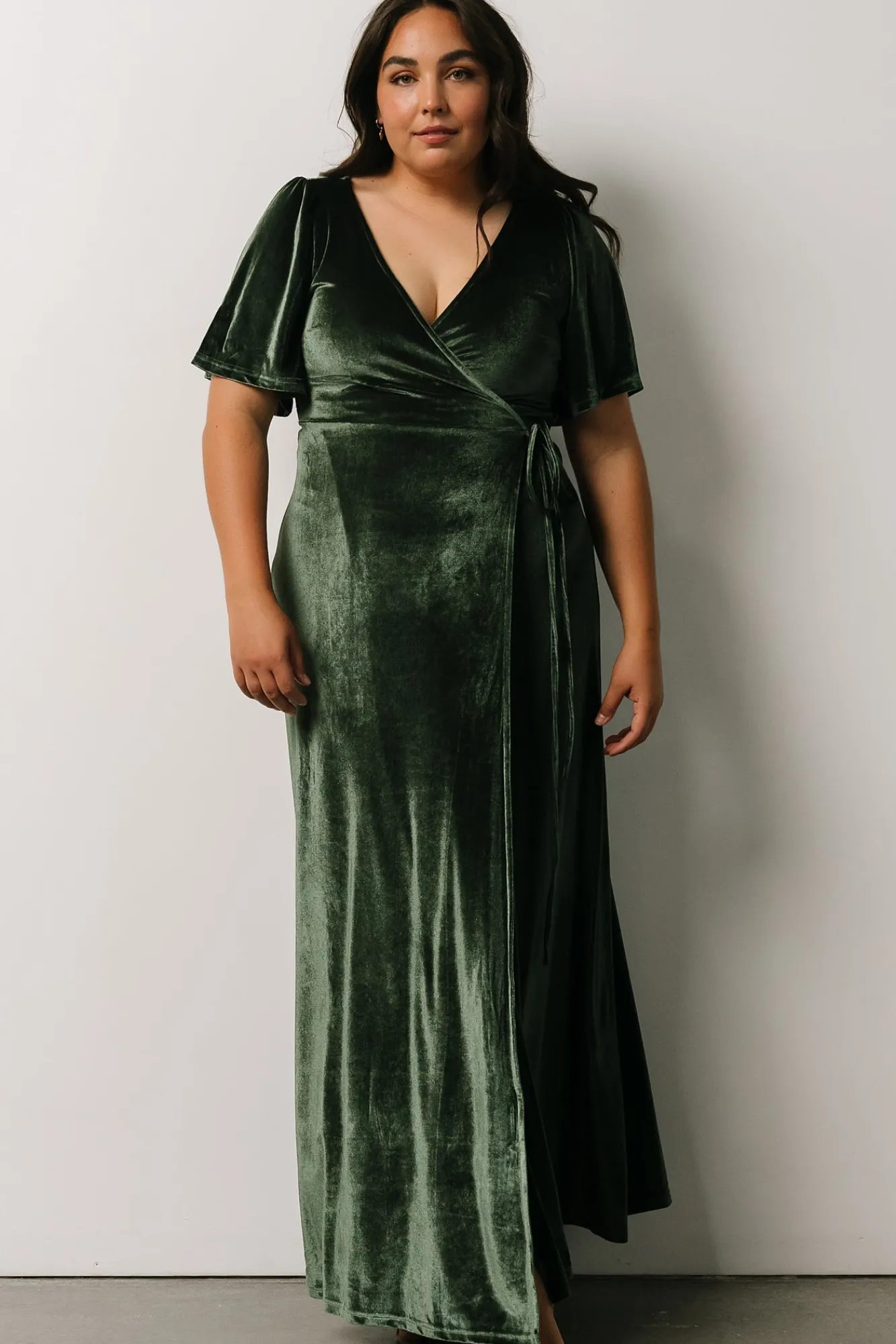 Baltic Born Meghan Velvet Wrap Maxi Dress | Deep Green