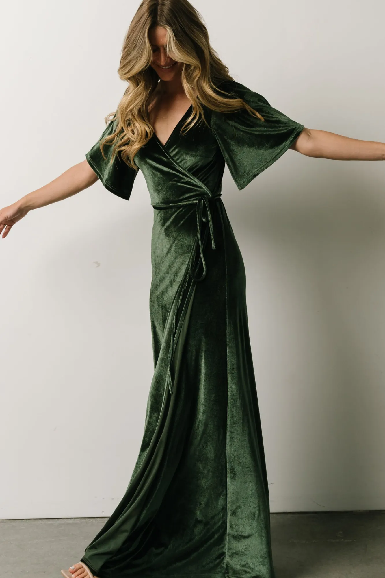 Baltic Born Meghan Velvet Wrap Maxi Dress | Deep Green