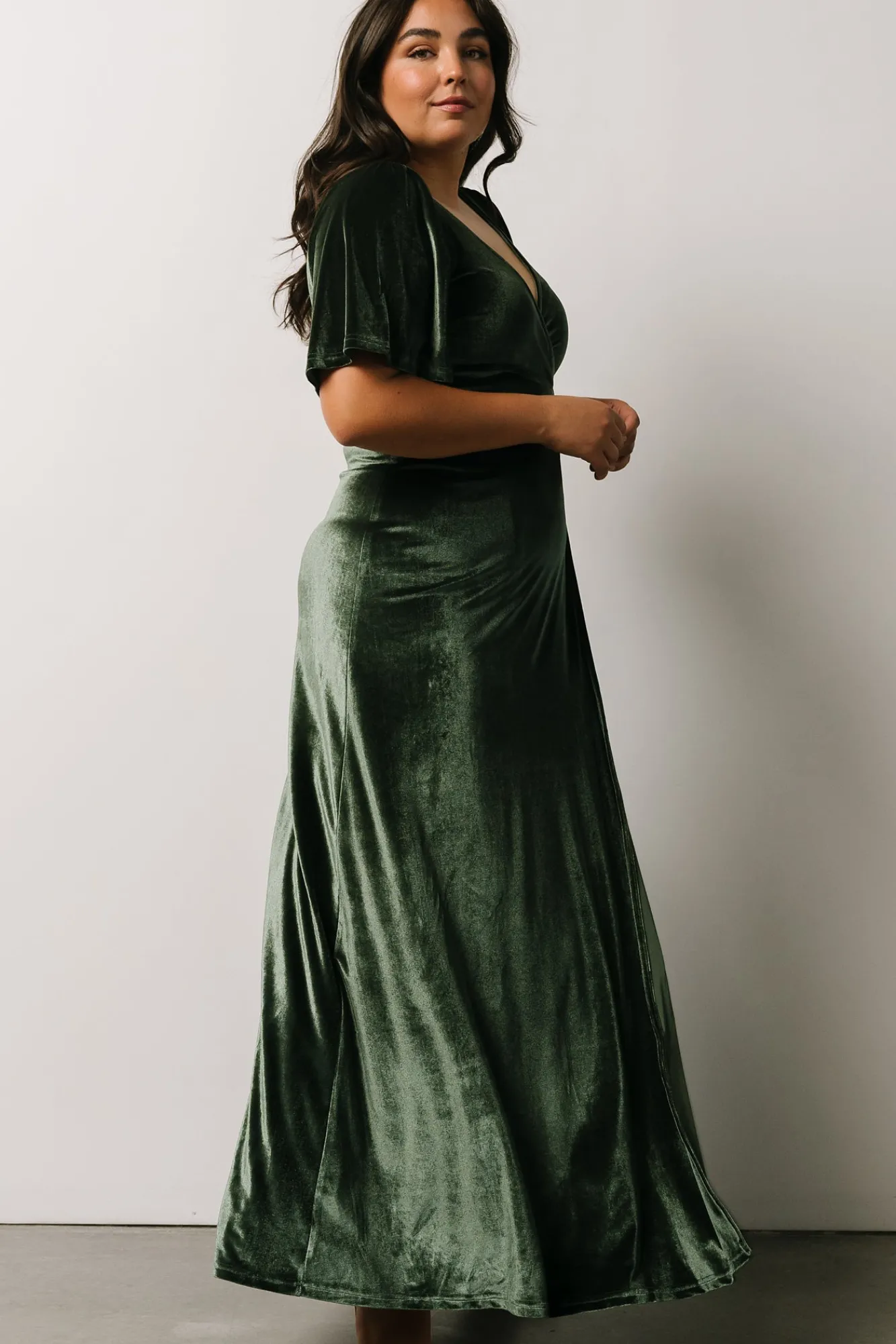 Baltic Born Meghan Velvet Wrap Maxi Dress | Deep Green