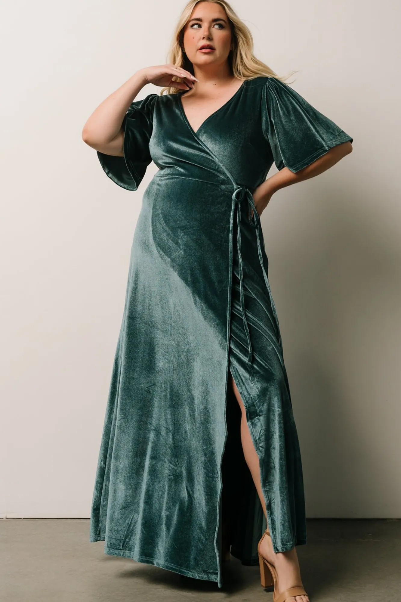 Baltic Born Meghan Velvet Wrap Maxi Dress | Persian Blue