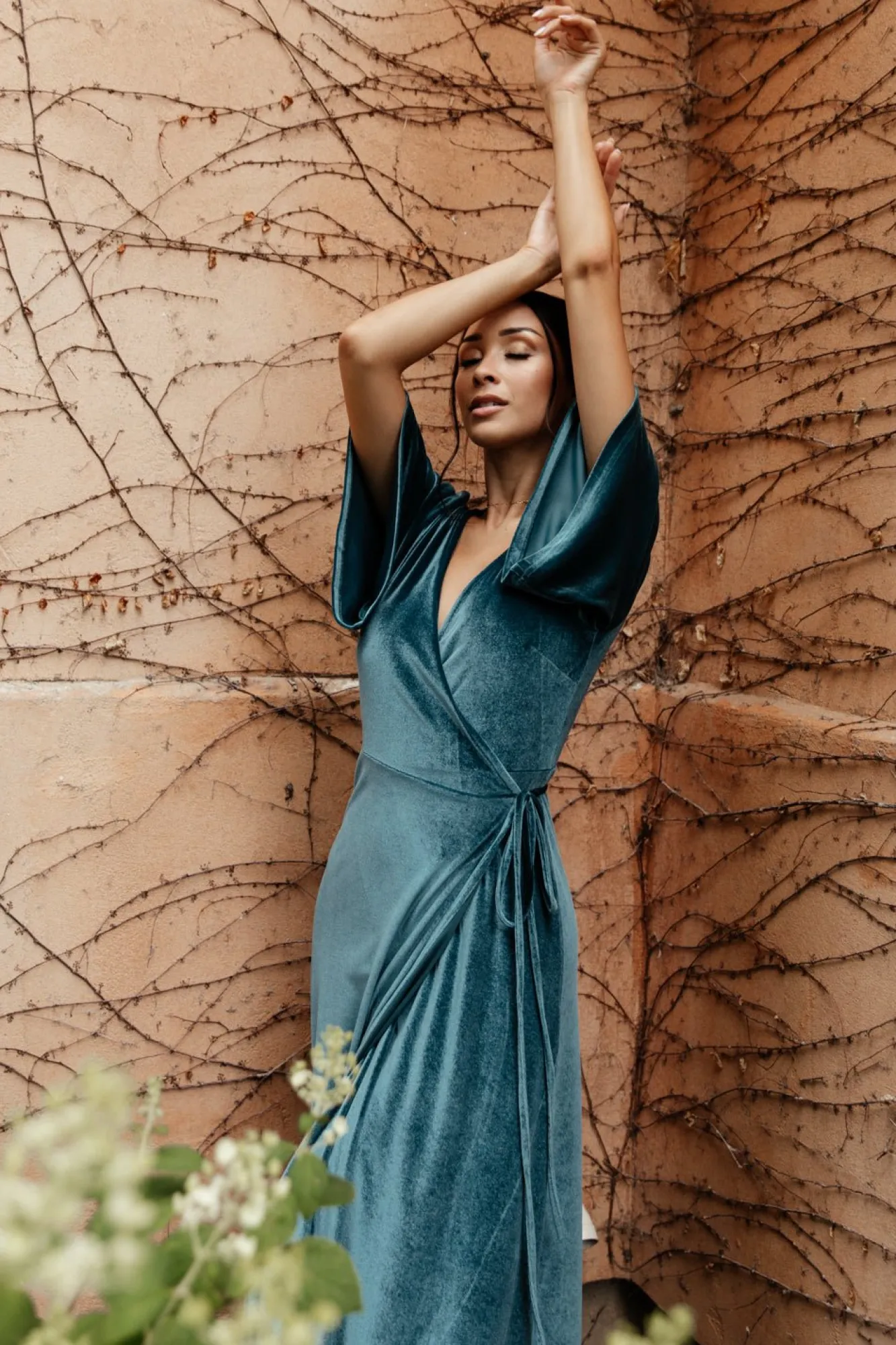 Baltic Born Meghan Velvet Wrap Maxi Dress | Persian Blue