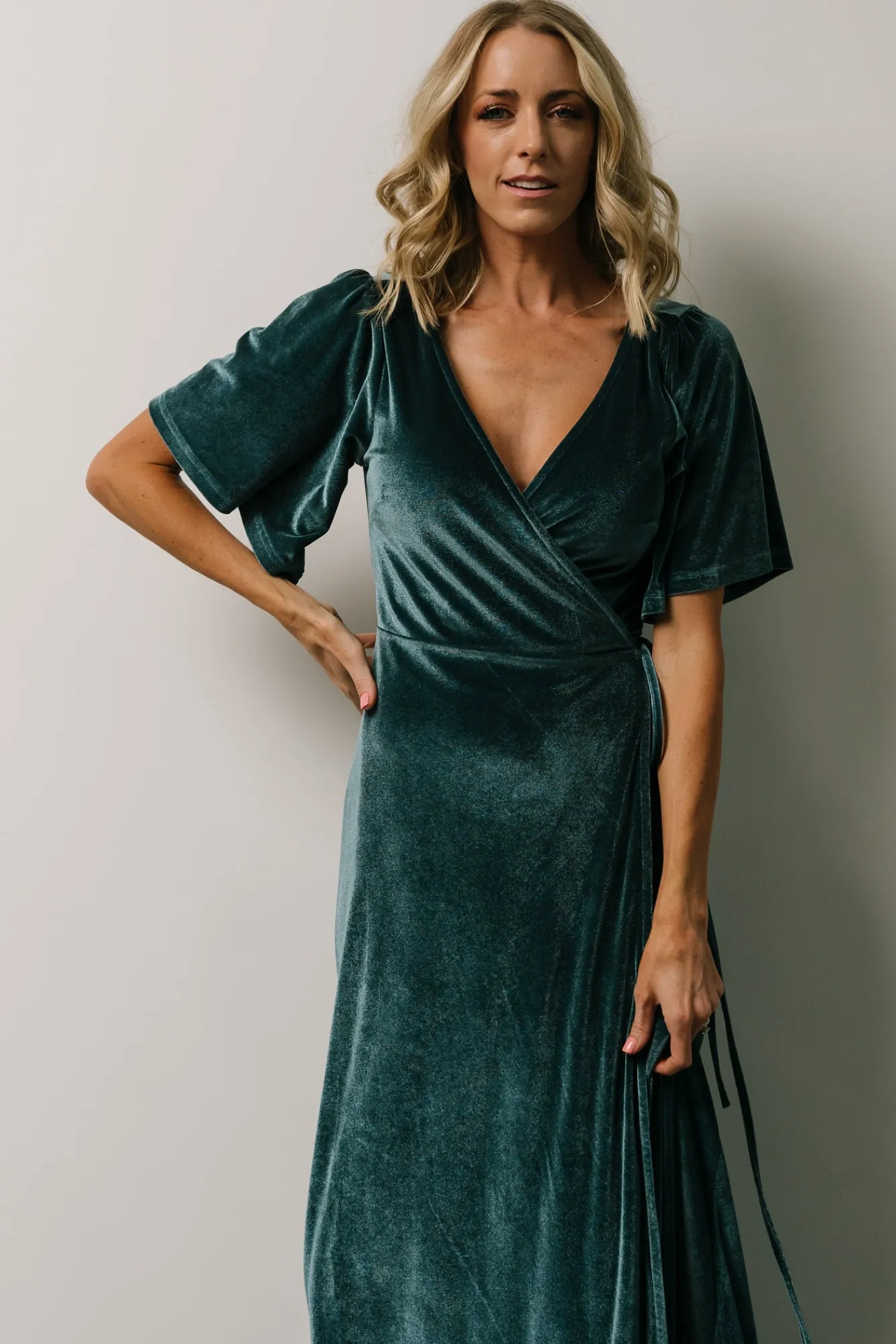 Baltic Born Meghan Velvet Wrap Maxi Dress | Persian Blue