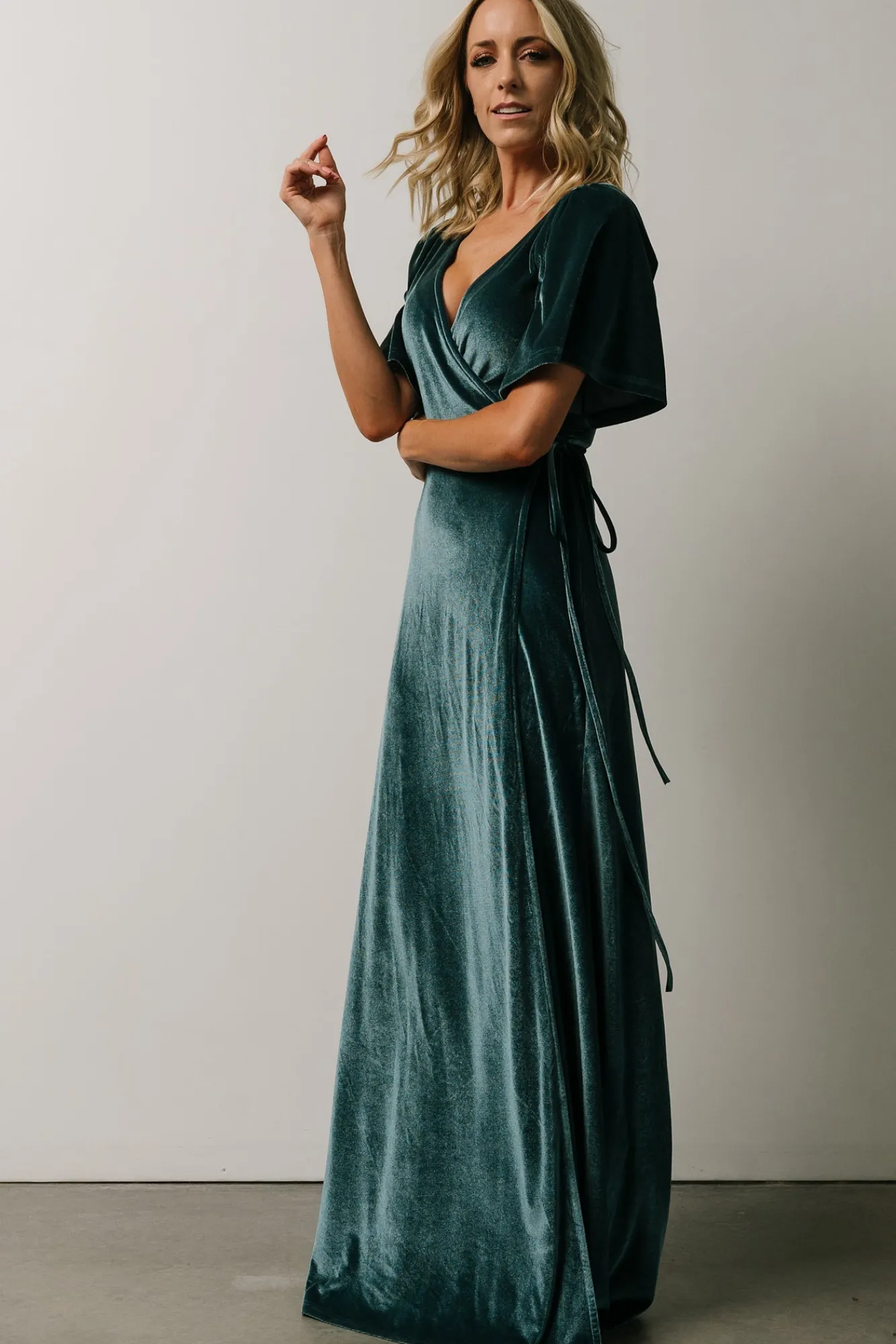 Baltic Born Meghan Velvet Wrap Maxi Dress | Persian Blue