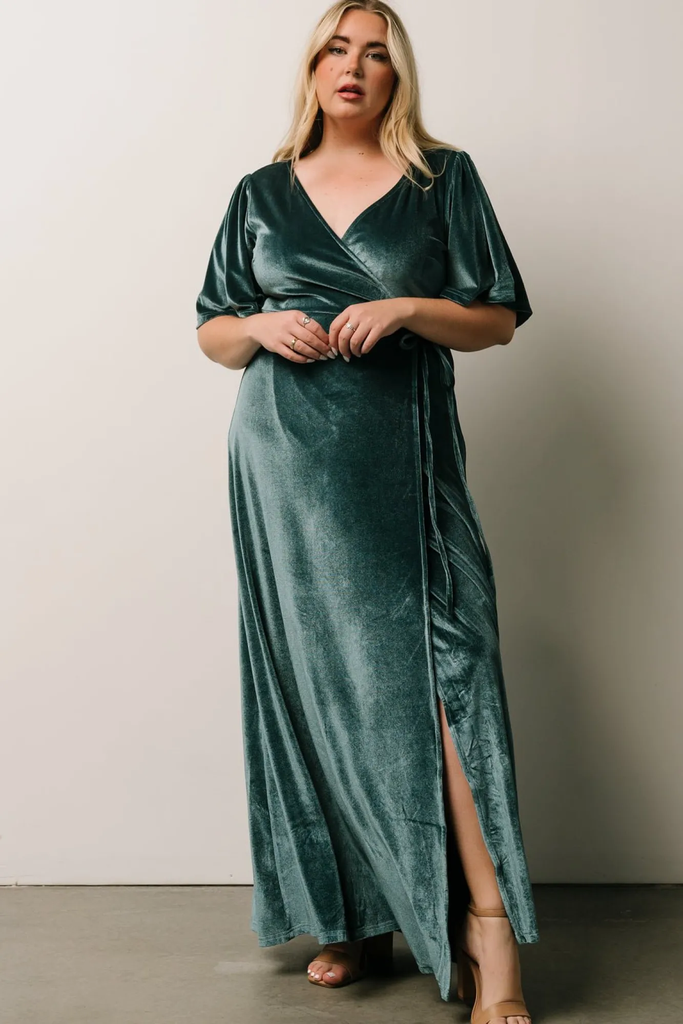 Baltic Born Meghan Velvet Wrap Maxi Dress | Persian Blue