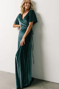 Baltic Born Meghan Velvet Wrap Maxi Dress | Persian Blue