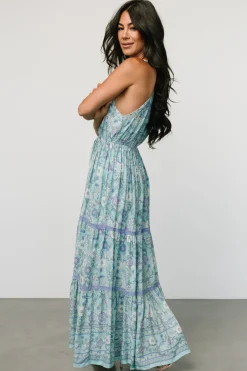 Baltic Born Meline Button Front Maxi Dress | Light Blue Multi