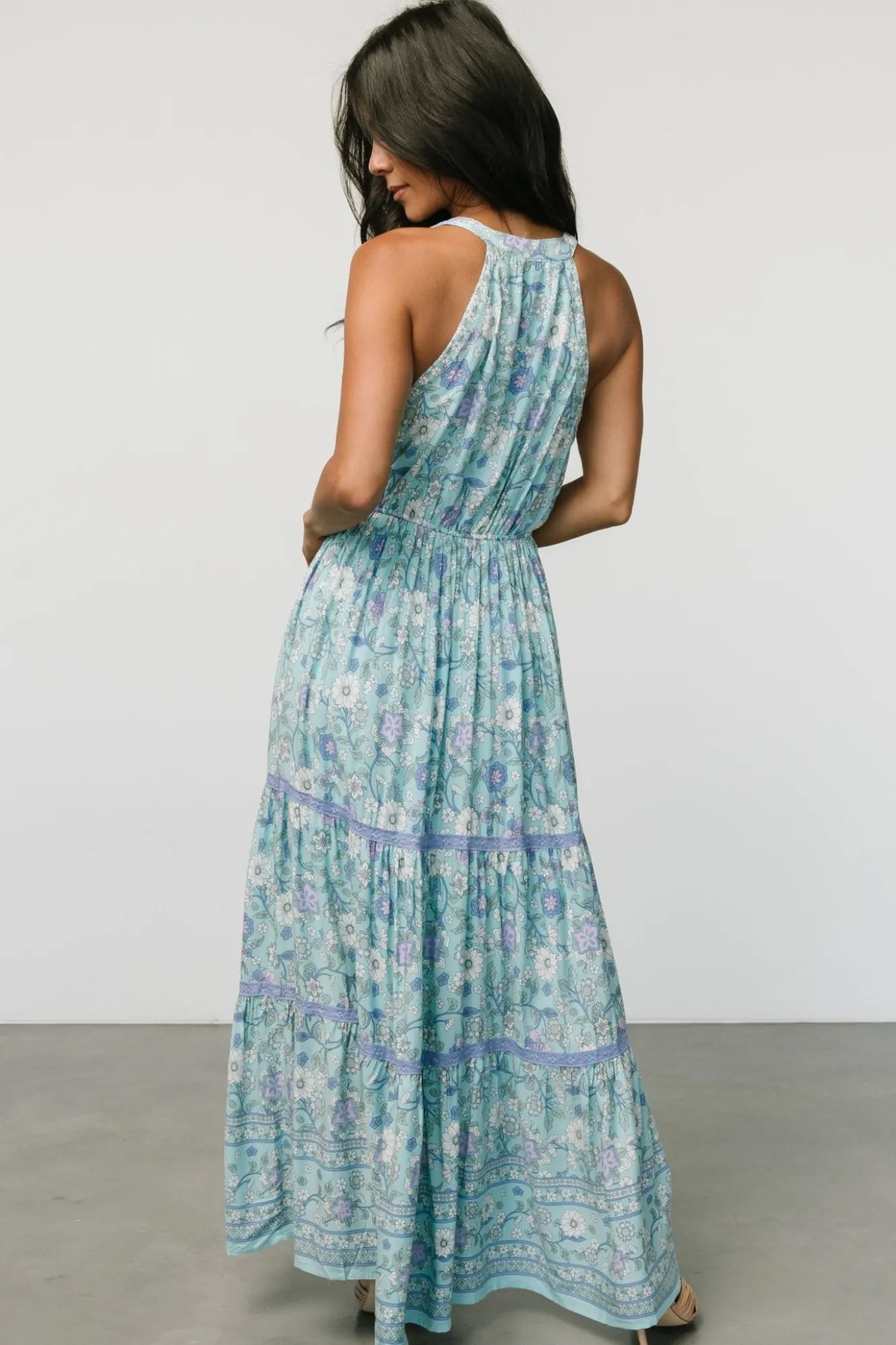 Baltic Born Meline Button Front Maxi Dress | Light Blue Multi