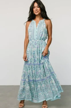 Baltic Born Meline Button Front Maxi Dress | Light Blue Multi
