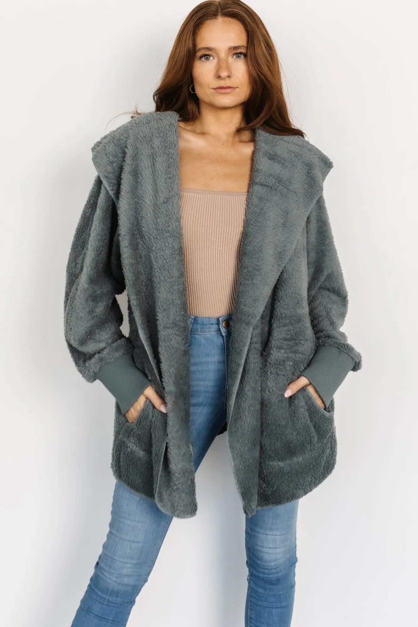 Baltic Born Melrose Teddy Jacket | Dusty Blue