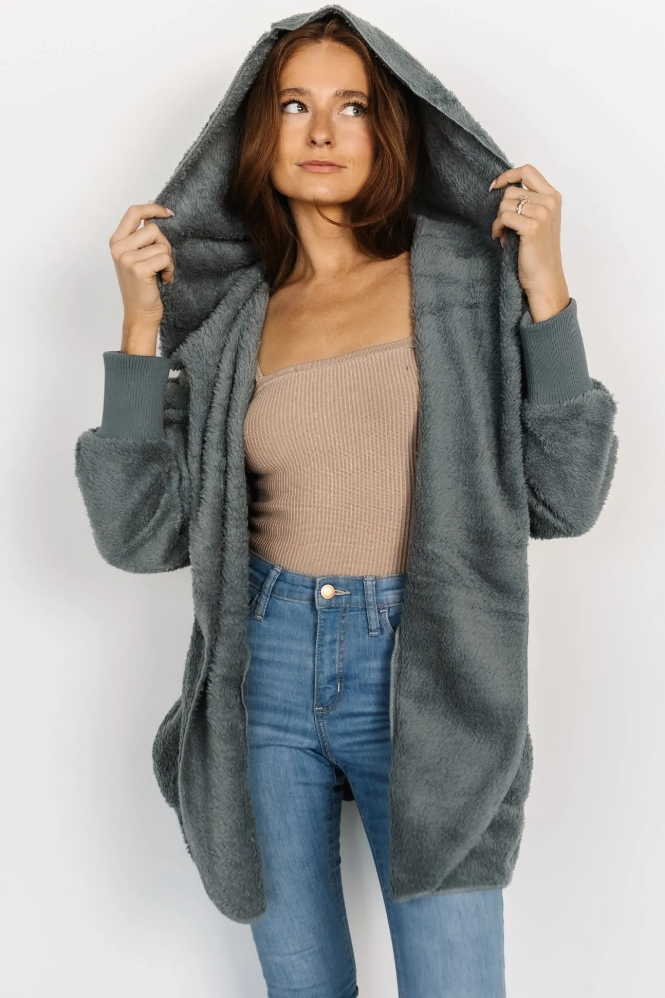Baltic Born Melrose Teddy Jacket | Dusty Blue