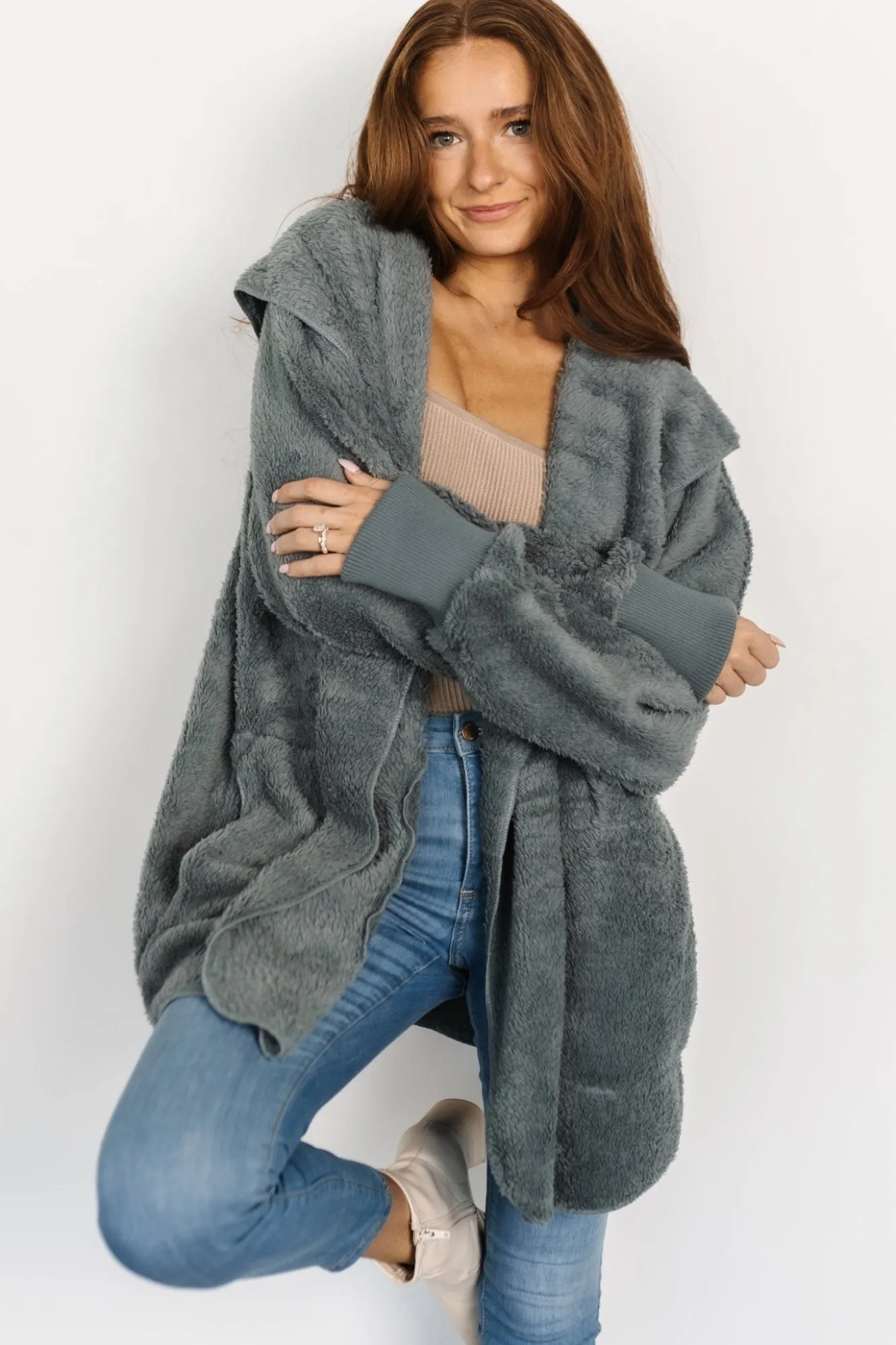 Baltic Born Melrose Teddy Jacket | Dusty Blue