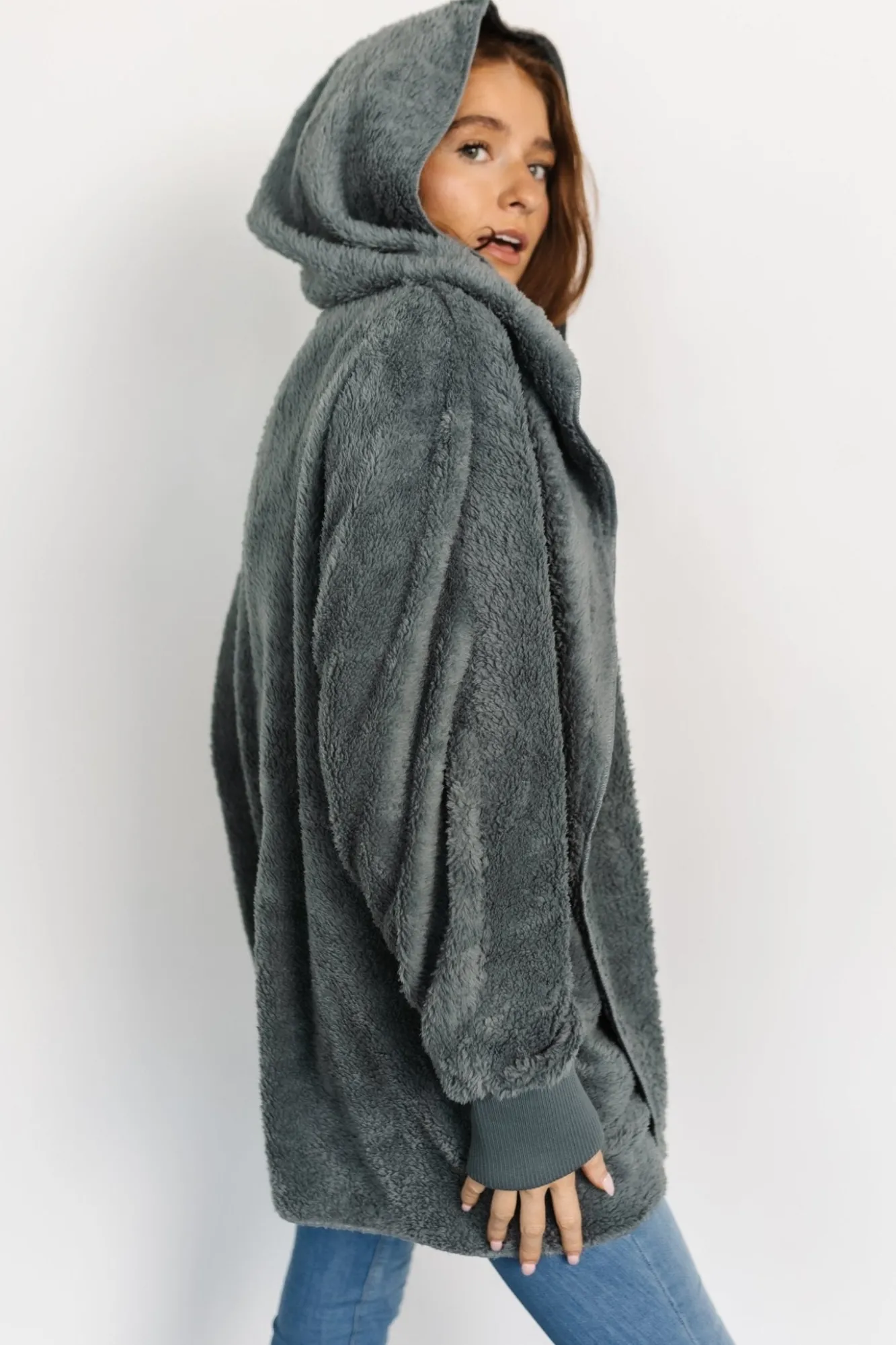 Baltic Born Melrose Teddy Jacket | Dusty Blue