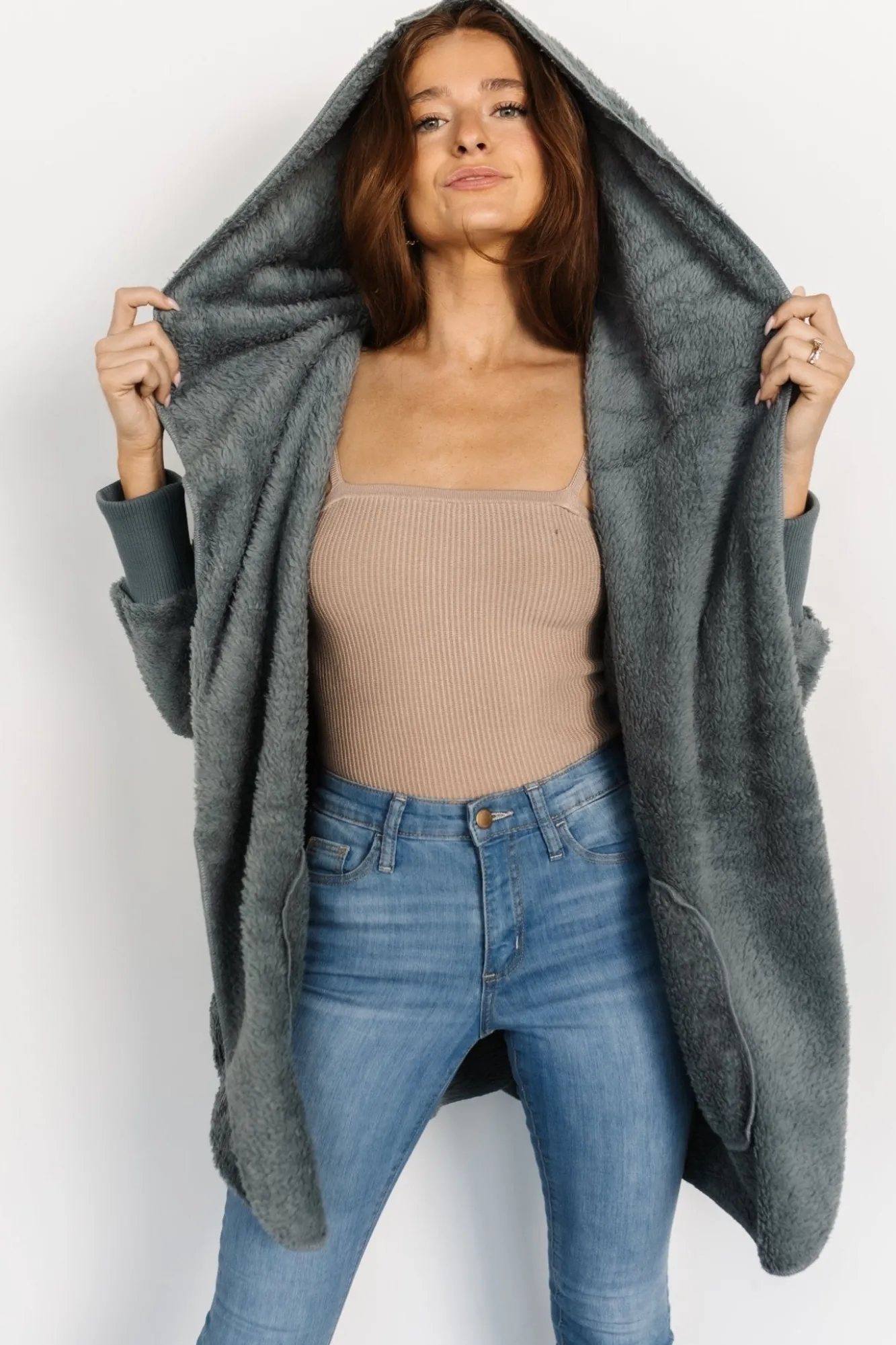 Baltic Born Melrose Teddy Jacket | Dusty Blue