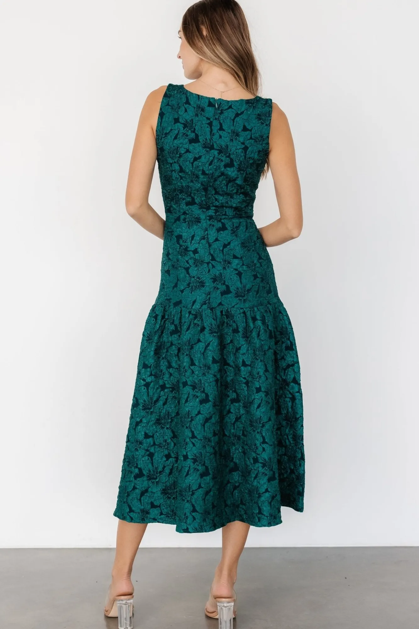 Baltic Born Merial Embossed Dress | Dark Green