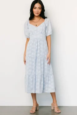 Baltic Born Mildred Embroidered Midi Dress | Light Blue