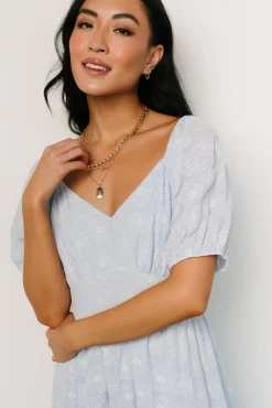 Baltic Born Mildred Embroidered Midi Dress | Light Blue