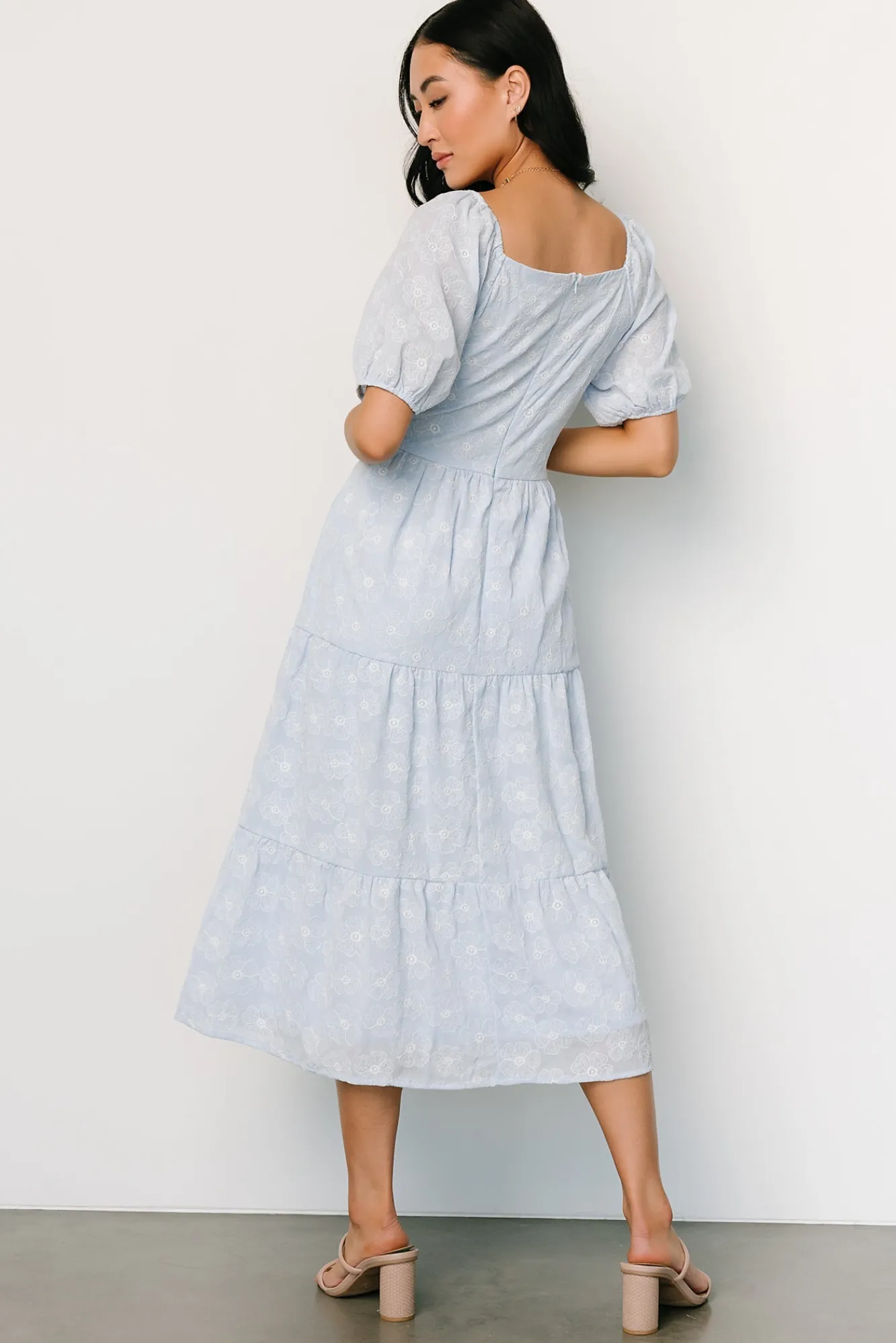 Baltic Born Mildred Embroidered Midi Dress | Light Blue