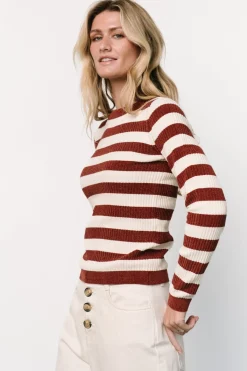 Baltic Born Milwaukee Striped Sweater | Burgundy + Ivory