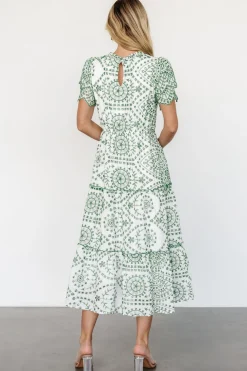 Baltic Born Mirabel Eyelet Midi Dress | White + Green