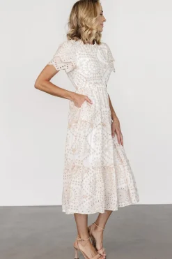 Baltic Born Mirabel Eyelet Midi Dress | White + Natural
