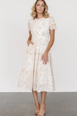 Baltic Born Mirabel Eyelet Midi Dress | White + Natural