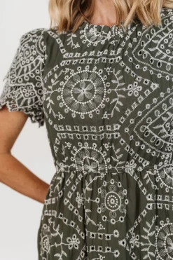Baltic Born Mirabel Eyelet Midi Dress | Olive + White