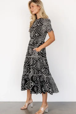Baltic Born Mirabel Eyelet Midi Dress | Black + White
