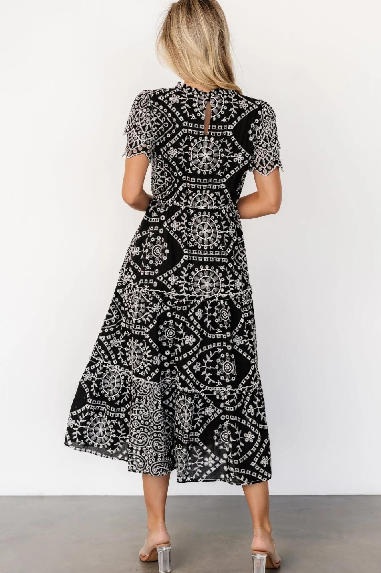 Baltic Born Mirabel Eyelet Midi Dress | Black + White