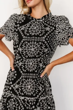 Baltic Born Mirabel Eyelet Midi Dress | Black + White
