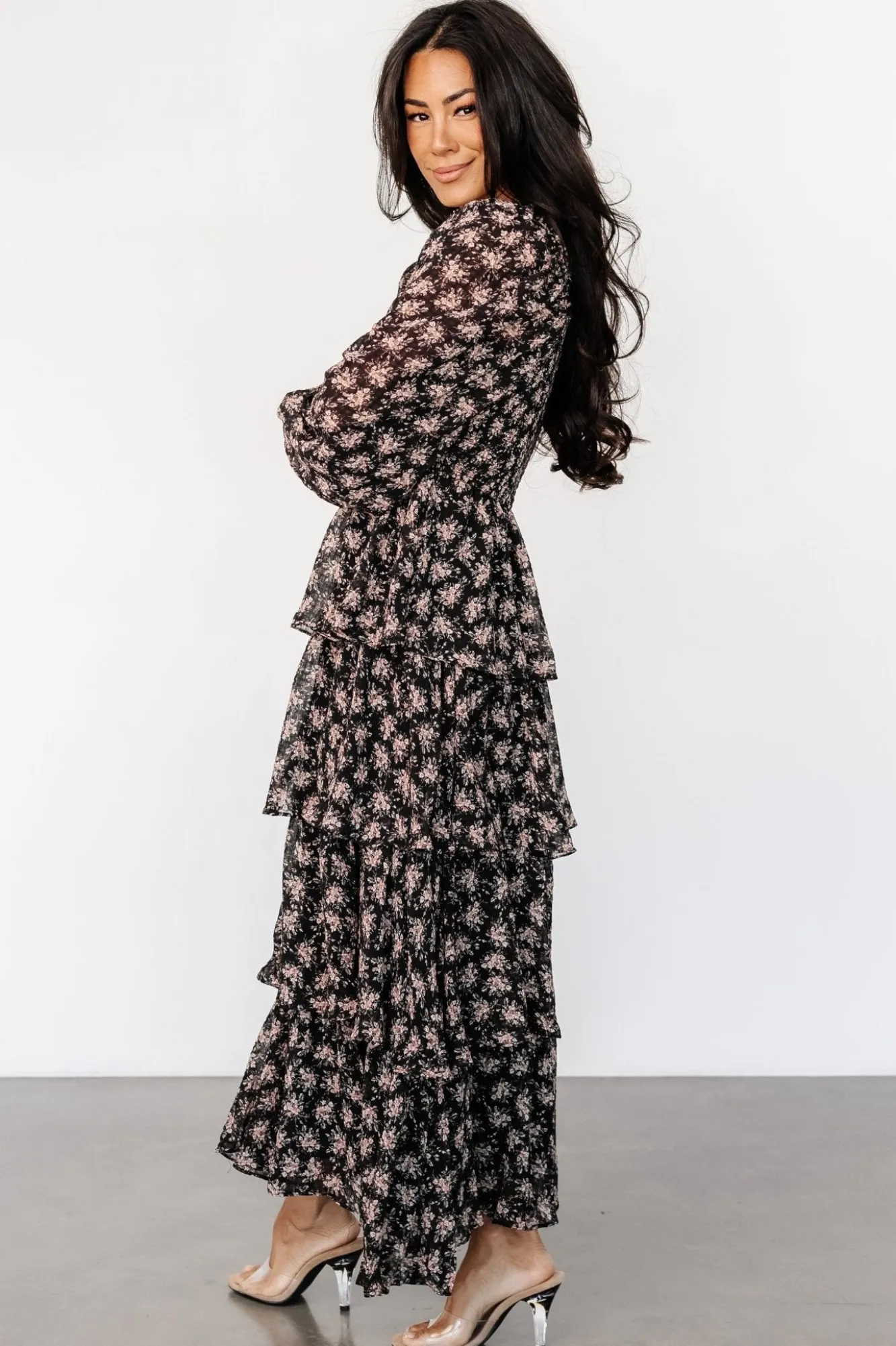 Baltic Born Miranda Tiered Maxi Dress | Black Floral