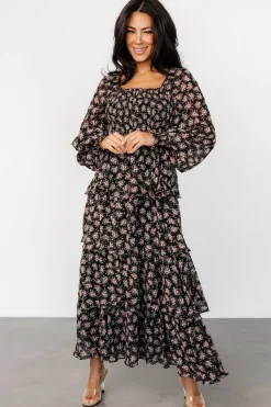 Baltic Born Miranda Tiered Maxi Dress | Black Floral