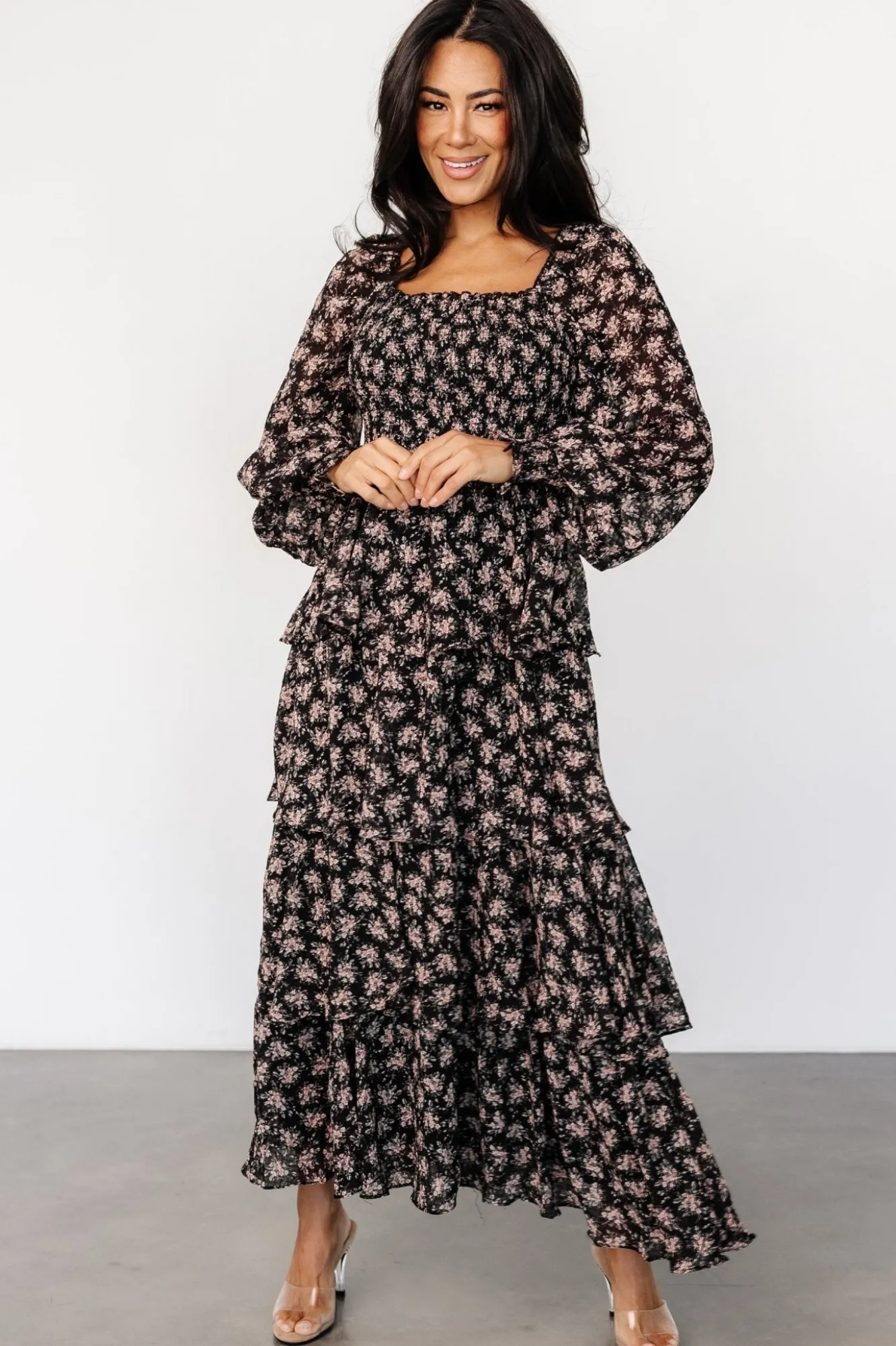 Baltic Born Miranda Tiered Maxi Dress | Black Floral