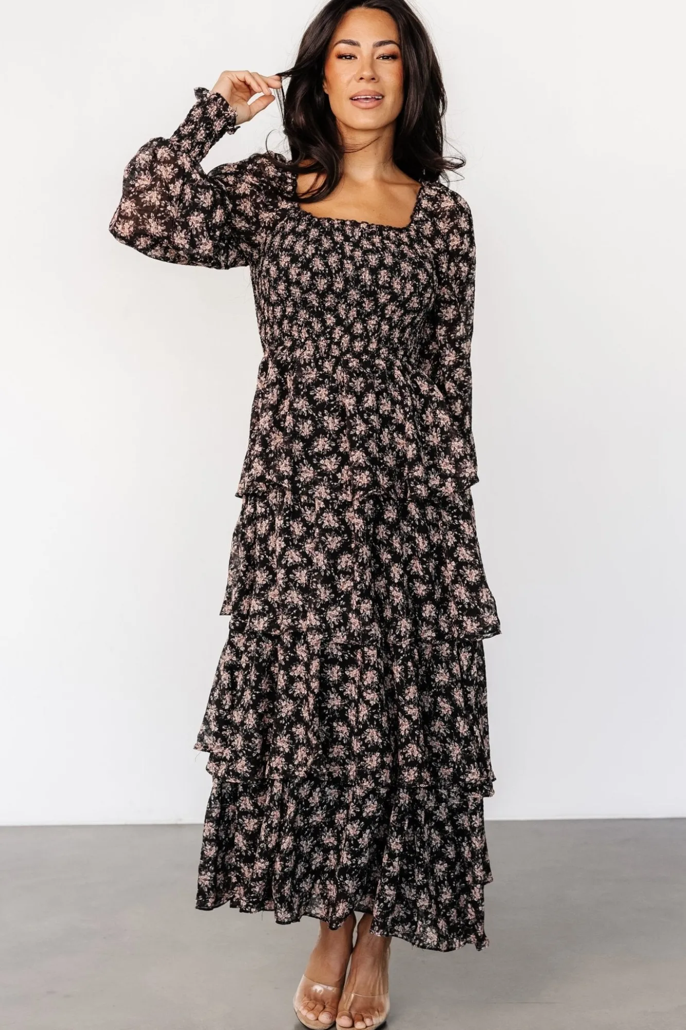 Baltic Born Miranda Tiered Maxi Dress | Black Floral