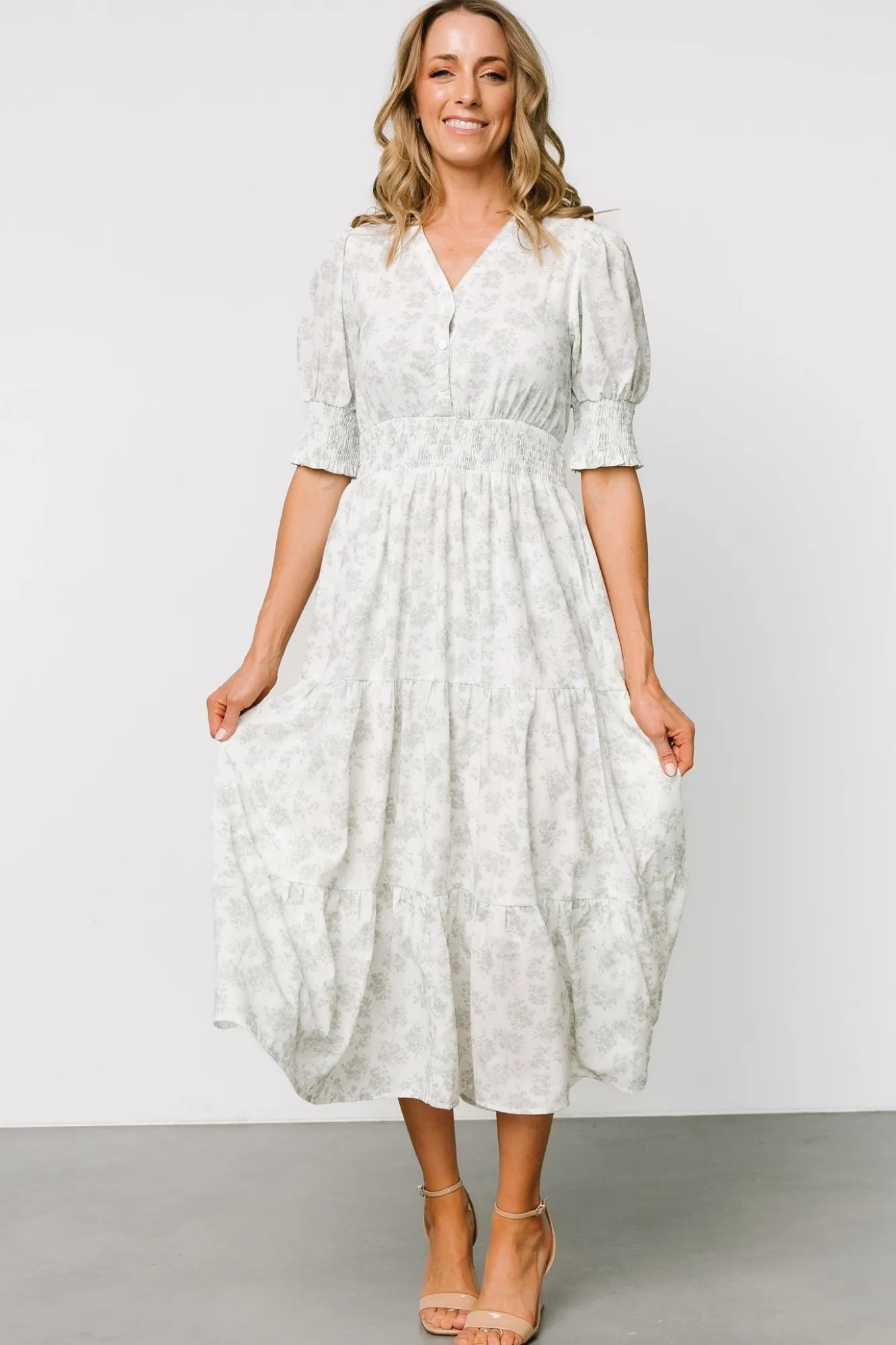 Baltic Born Miriam Midi Dress | Light Sage Floral