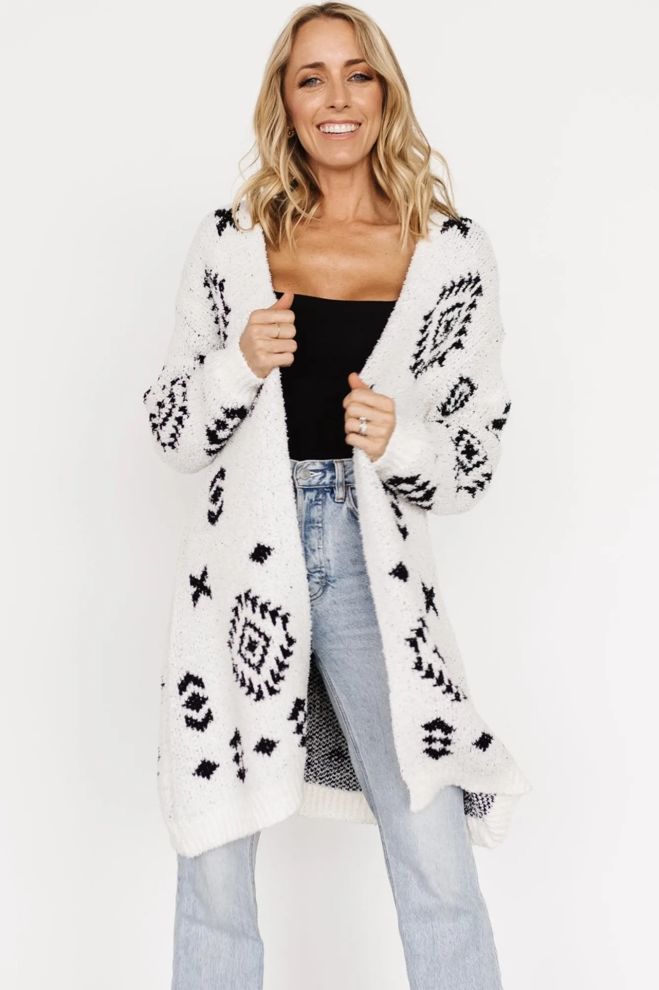 Baltic Born Missoula Oversized Cardigan | Off White + Black