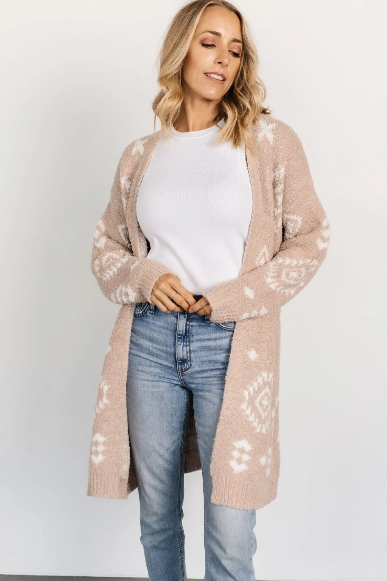 Baltic Born Missoula Oversized Cardigan | Sand + Off White