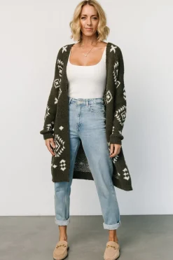 Baltic Born Missoula Oversized Cardigan | Olive + Off White