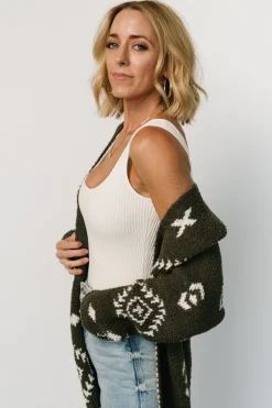 Baltic Born Missoula Oversized Cardigan | Olive + Off White