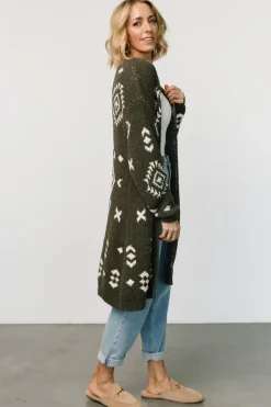 Baltic Born Missoula Oversized Cardigan | Olive + Off White