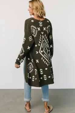 Baltic Born Missoula Oversized Cardigan | Olive + Off White