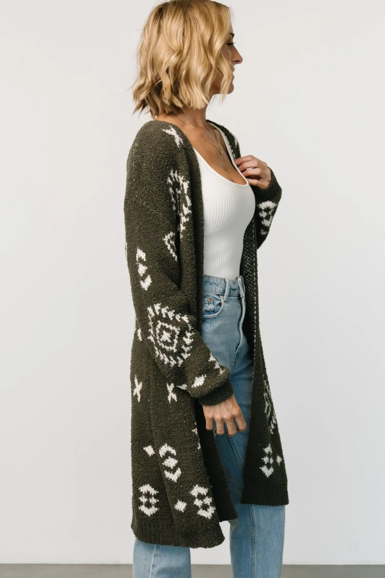 Baltic Born Missoula Oversized Cardigan | Olive + Off White