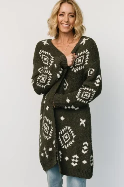 Baltic Born Missoula Oversized Cardigan | Olive + Off White