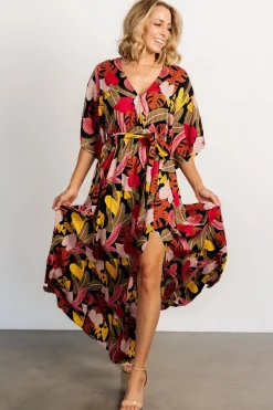 Baltic Born Moira Kimono Maxi Dress | Navy Multi Print