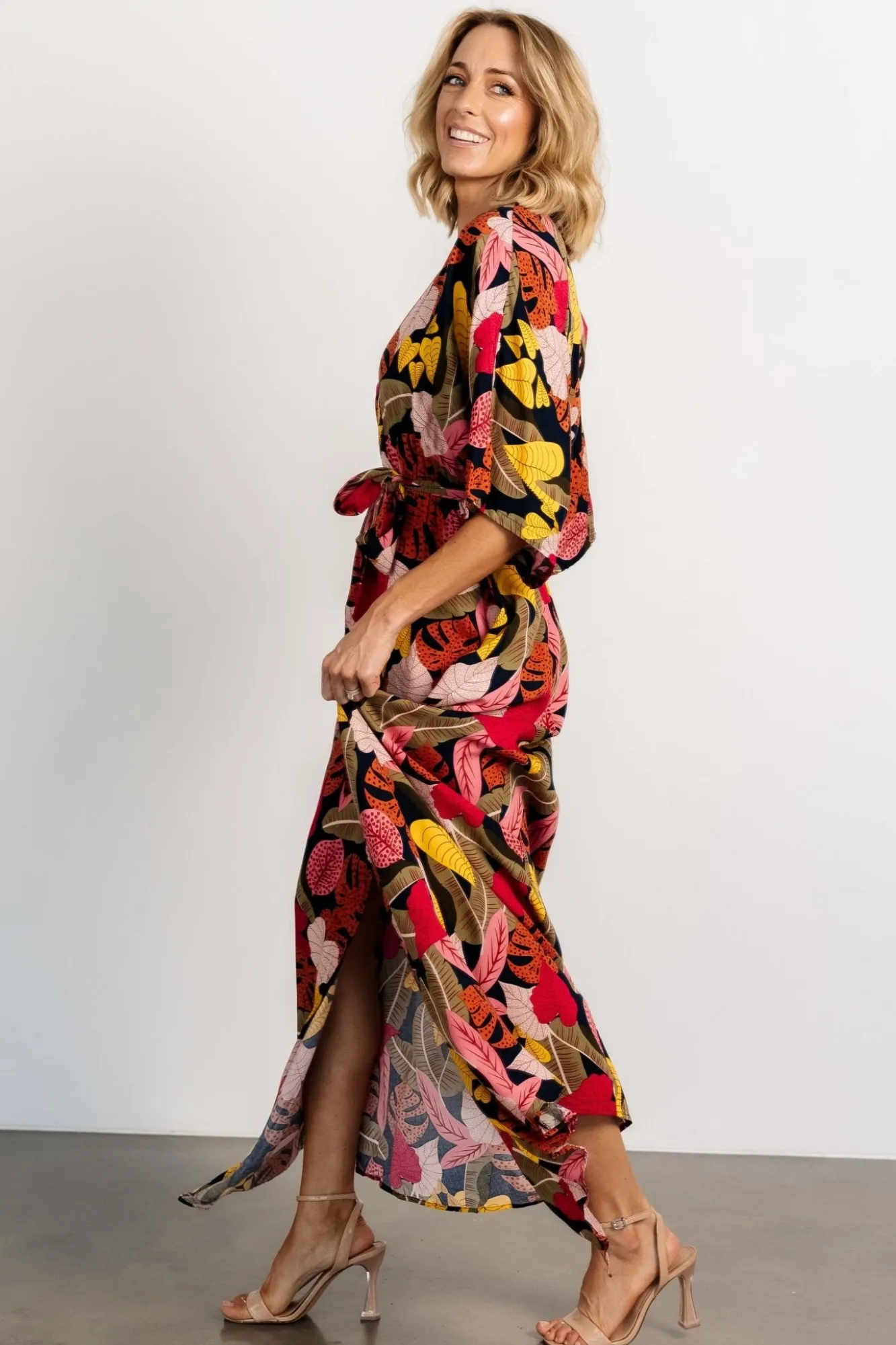Baltic Born Moira Kimono Maxi Dress | Navy Multi Print
