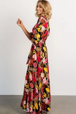 Baltic Born Moira Kimono Maxi Dress | Navy Multi Print