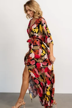 Baltic Born Moira Kimono Maxi Dress | Navy Multi Print