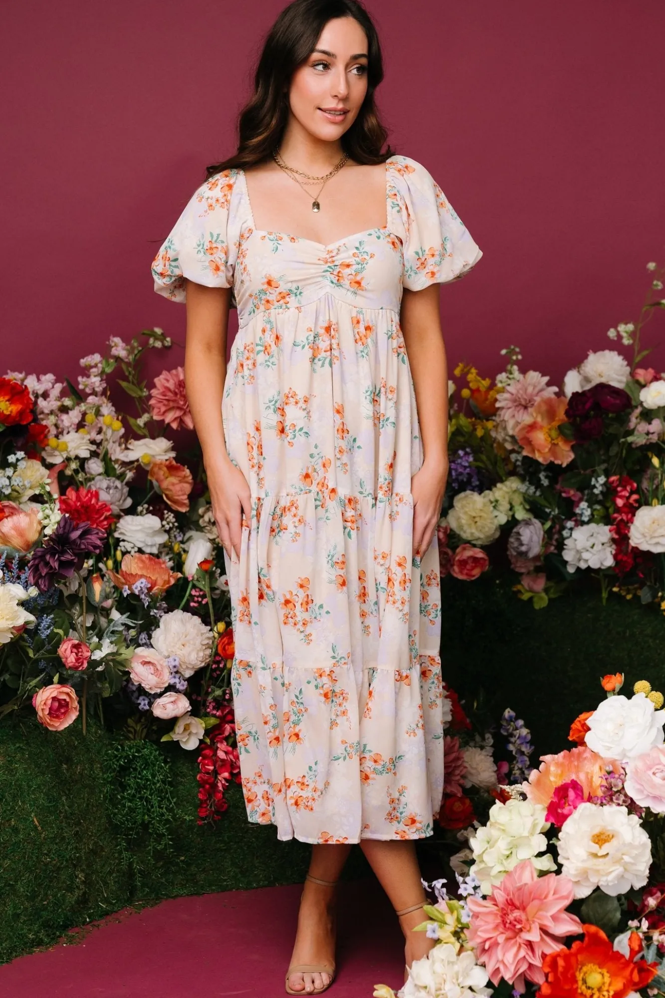 Baltic Born Molly Midi Dress | Cream Floral