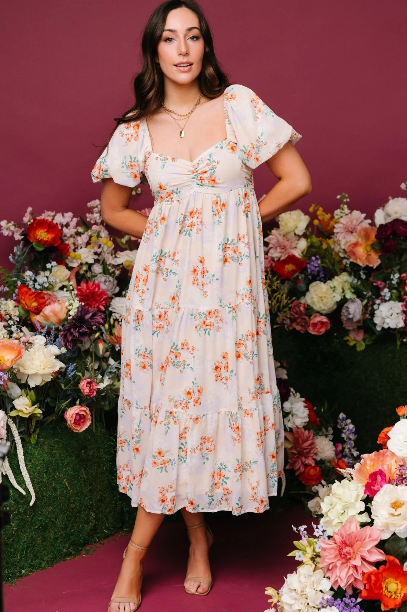 Baltic Born Molly Midi Dress | Cream Floral